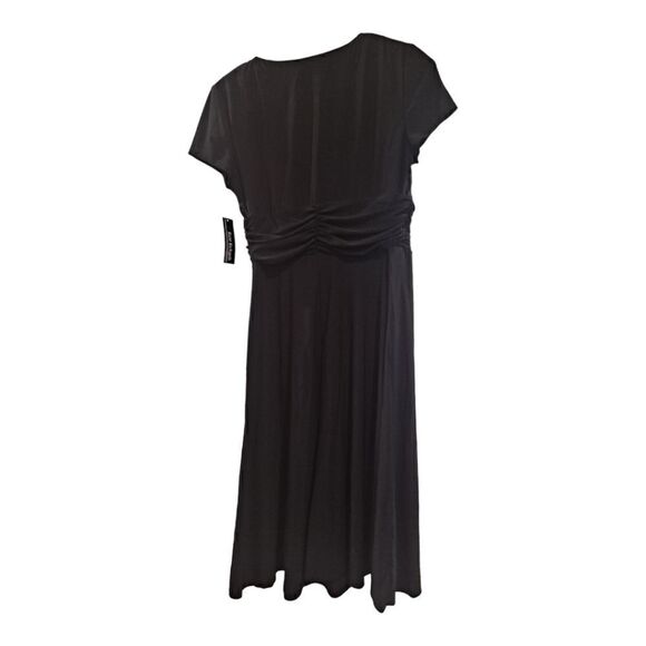 R&M Richards Dress Womens Size 8 Black Short-Sleeve Faux-Wrap Waist Embellished - Picture 2 of 7